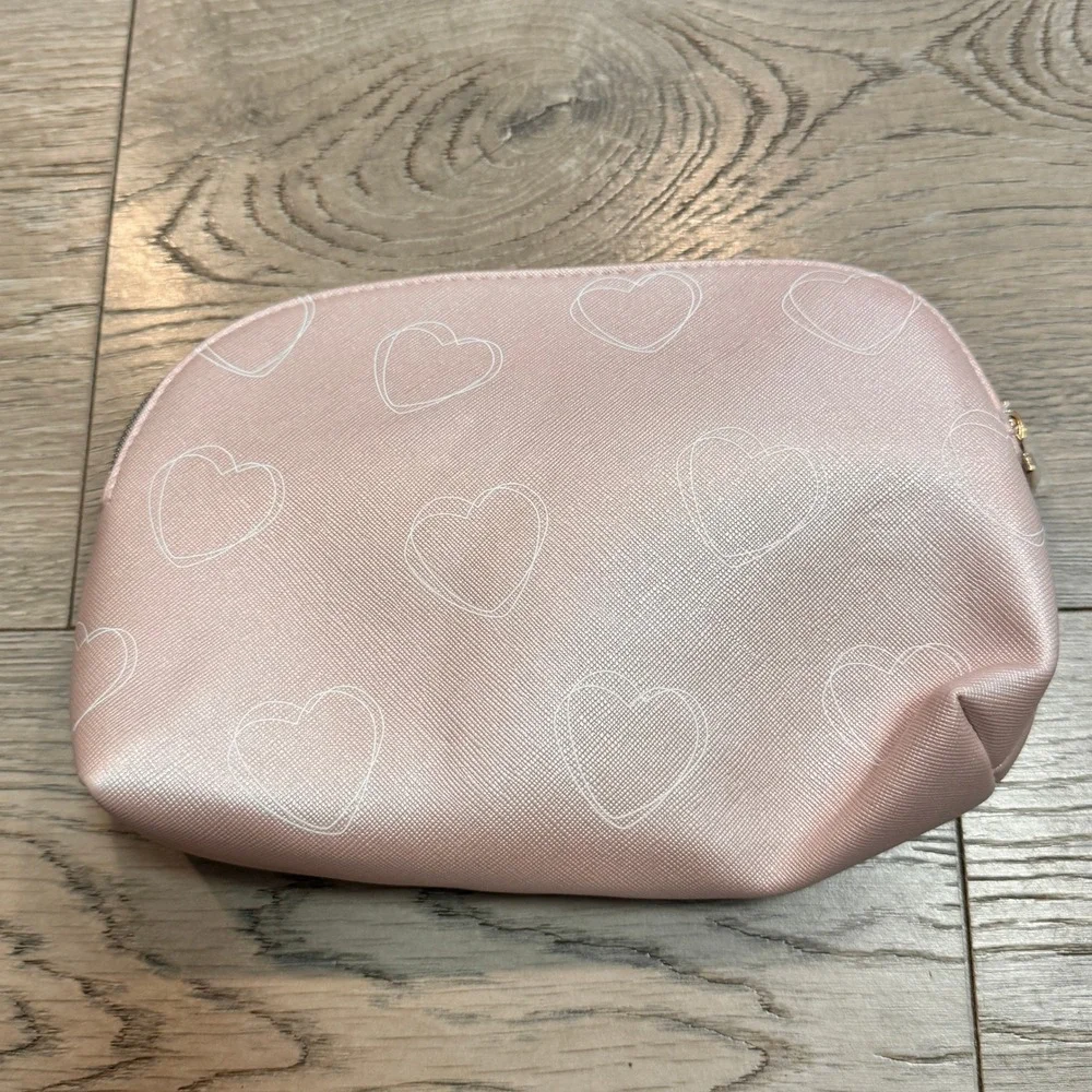Pandora Cosmetic‎ Bag Makeup Pouch Light Pink Heart Print Travel Accessory